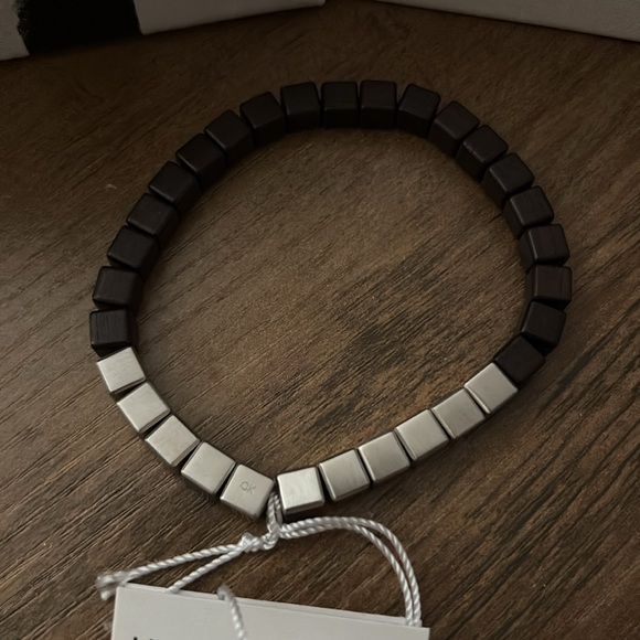 Calvin Klein Steel+Wood Cube Bead Bracelet - Picture 4 of 7